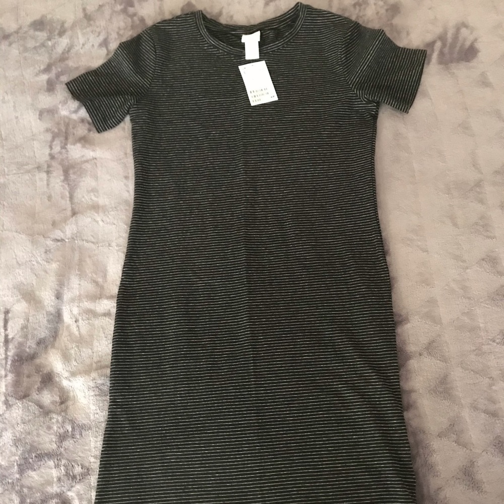black and white striped t-shirt dress